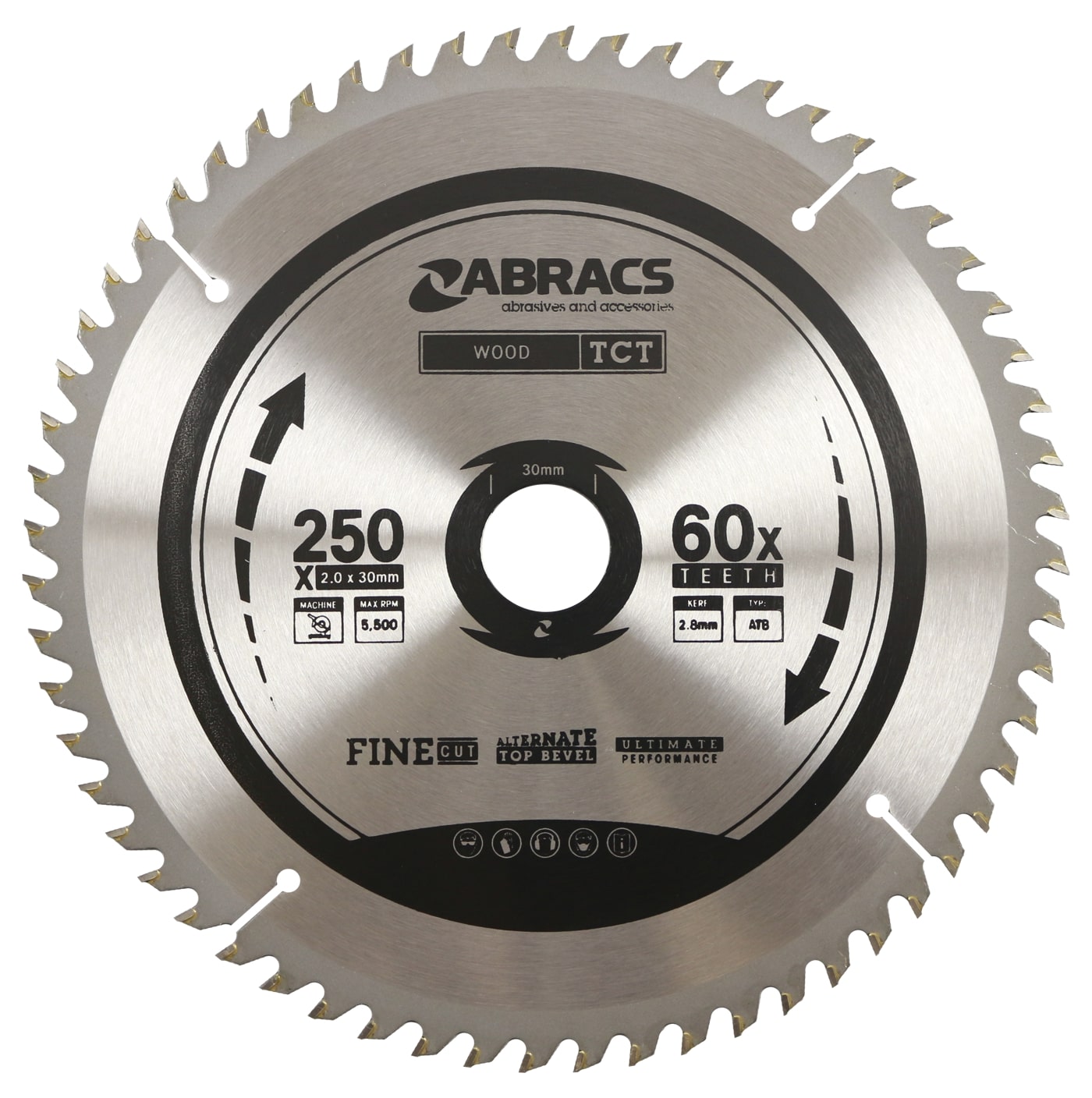 Abracs  TCT BLADE 250mm x 30mm x 60T - Wood 